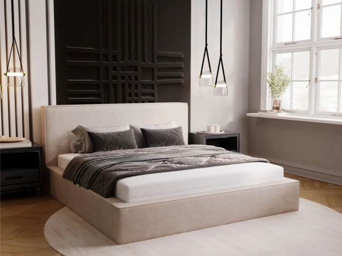 Polsterbett mit Bettkasten und Lattenrost 120x200 Monaco Beige