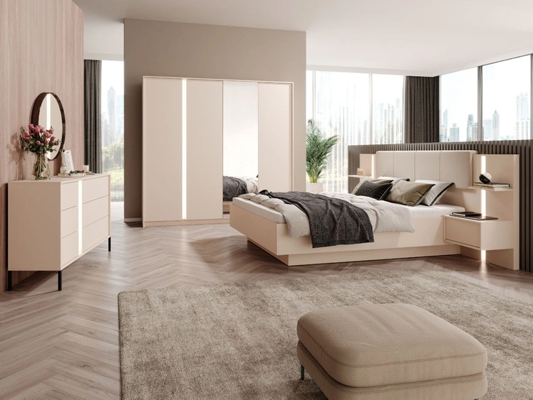 Kleiderschrank mit Spiegel Dego Beige