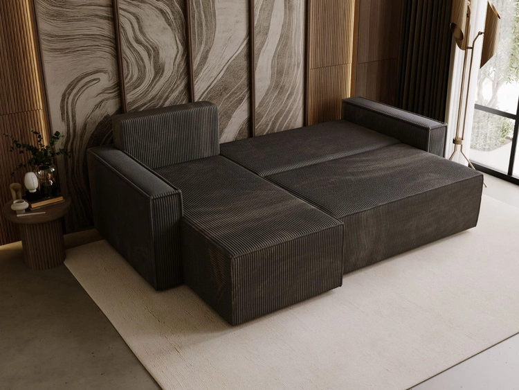 Modernes Ecksofa mit Schlaffunktion und Stauraum Prato L Dunkelgrau