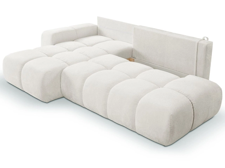 Ecksofa L-Form Links mit Schlaffunktion und Bettkasten Sile L Hellbeige