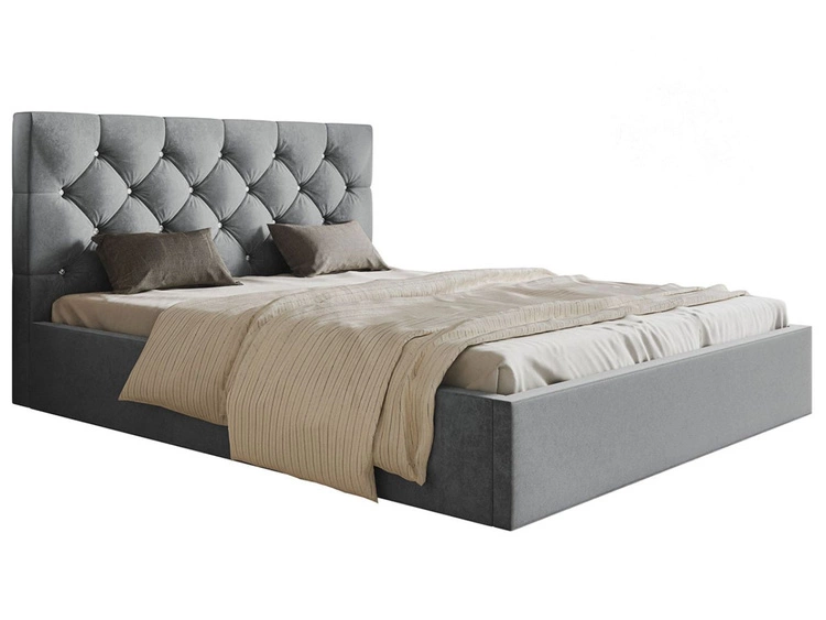 Polsterbett mit Bettkasten und Lattenrost 120x200 Selva Hellgrau