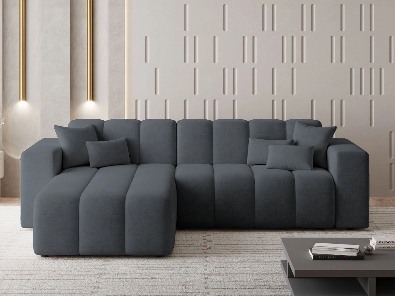 Ecksofa L-Form Links Nork Dunkelgrau