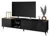 TV-Schrank mit 3D-gefrästen Fronten und schwarz-goldenen Metallbeinen Celiane Schwarz Glanz