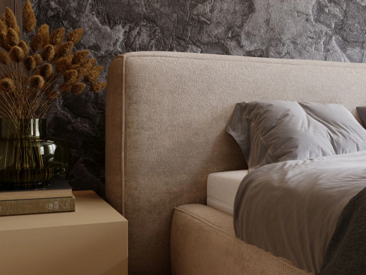 Polsterbett mit Bettkasten und Lattenrost 120x200 Monza Beige