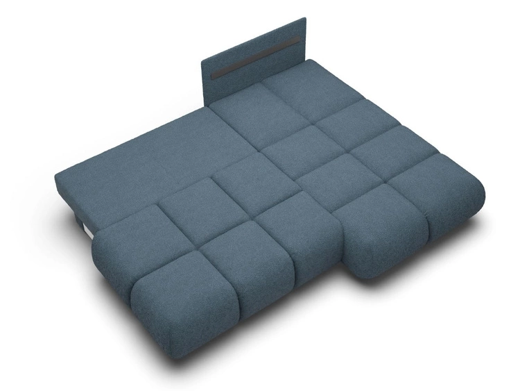 Ecksofa mit Schlaffunktion und Bettkasten Rechts Milet Dunkelblau