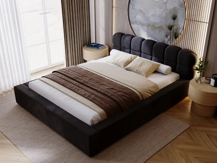 Polsterbett mit Bettkasten und Lattenrost 180x200 Plaza Schwarz