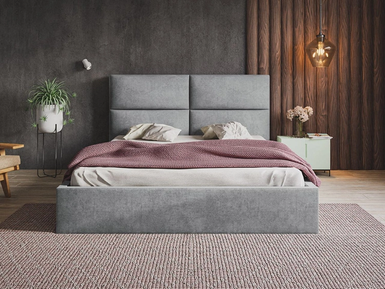 Polsterbett mit Bettkasten und Lattenrost 180x200 Marad Grau