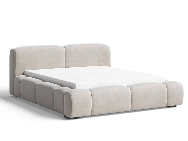 Polsterbett mit Bettkasten und Lattenrost 180x200 Aubi Beige