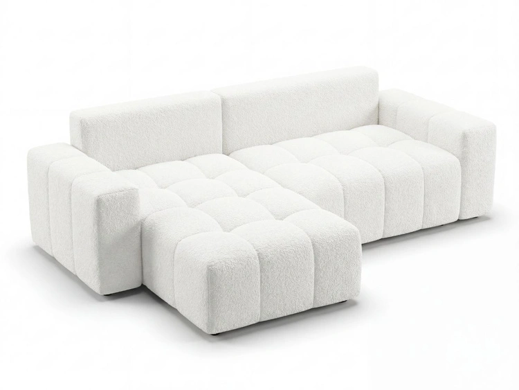 Ecksofa L-Form mit Schlaffunktion und Bettkasten Bresso Creme
