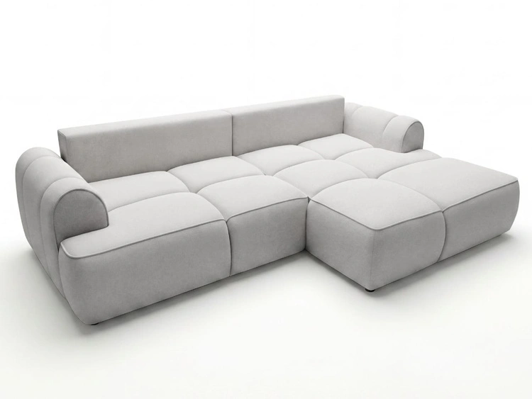 Ecksofa L-Form Rechts mit Schlaffunktion und Bettkasten Bonno Grau