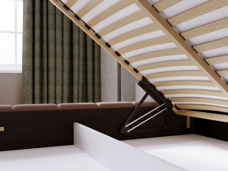 Polsterbett mit Bettkasten und Lattenrost 180x200 Orio Braun