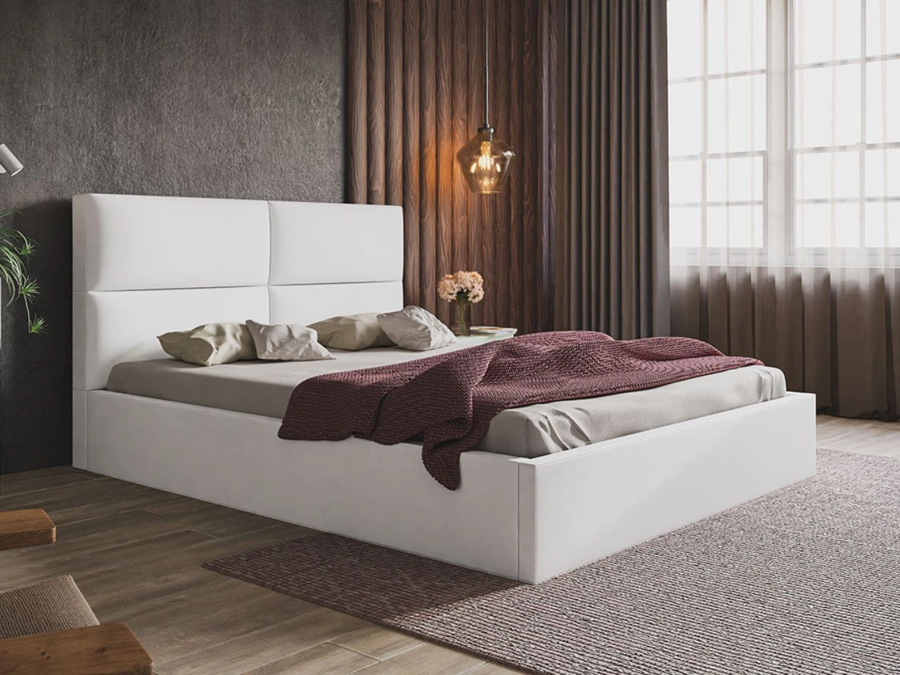 Polsterbett mit Bettkasten und Lattenrost 160x200 Marad Weiß