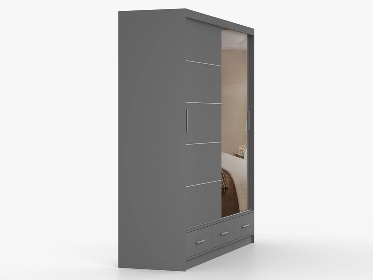 Kleiderschrank mit Spiegel 203 cm Fiore Grau