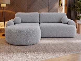 Ecksofa L-Form Links mit Schlaffunktion und Bettkasten Aurio Grau