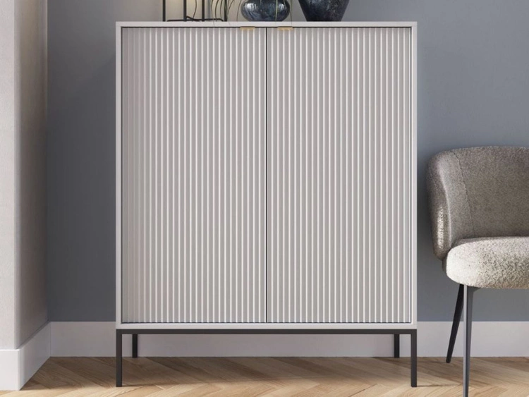 Wohnzimmerset Amber Grau, Schwarz Frame