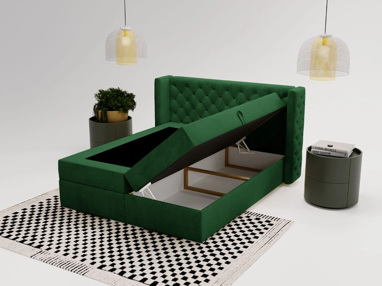 Boxspringbett mit Bettkasten 140x200 Lion Grün