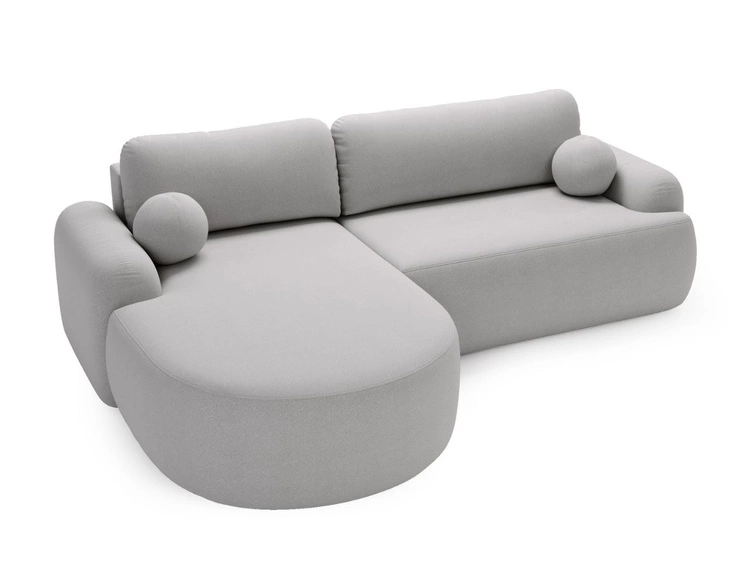 Ecksofa L-Form Links mit Schlaffunktion und Bettkasten Aurio Grau