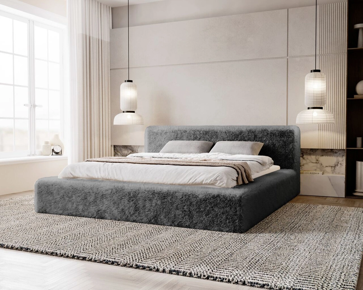 Polsterbett mit Bettkasten und Lattenrost 180x200 Enjoy Grau