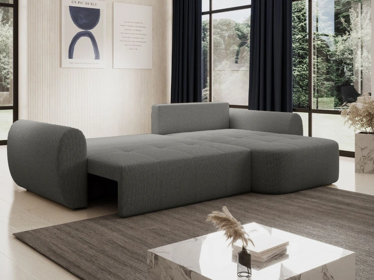 Ecksofa L-Form mit Schlaffunktion und Bettkasten Avessio Grau