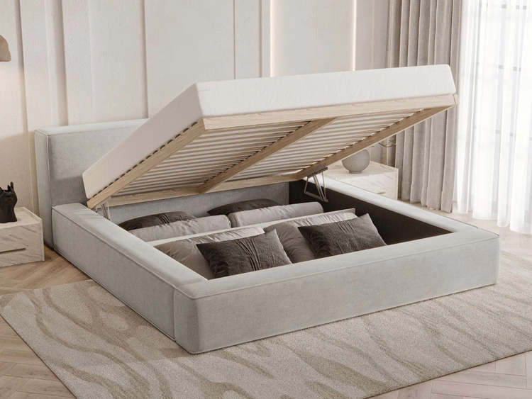 Polsterbett mit Bettkasten und Lattenrost 160x200 Mali Grau