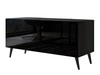 TV-Lowboard mit Türen auf Schwarzen Metallbeinen 100 cm Noaé Schwarz Hochglanz