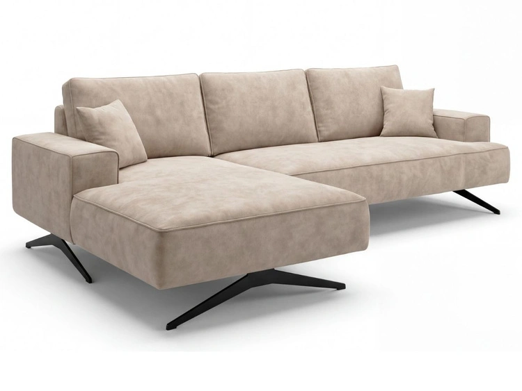 Ecksofa L-Form auf Metallbeinen Leto Links Beige