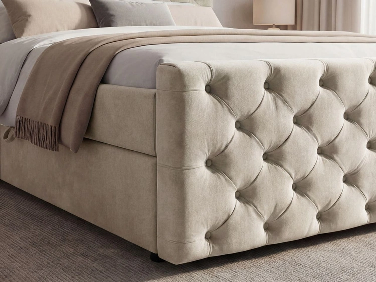 Boxspringbett mit Bettkasten 120x200 Montego Creme