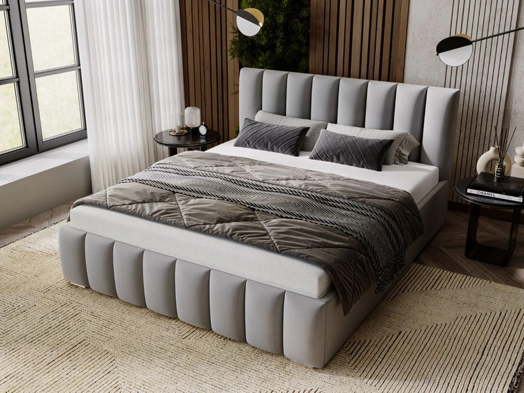 Polsterbett mit Bettkasten und Lattenrost 180x200 Neos Grau