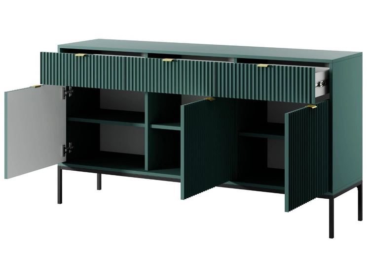 Kommode mit Türen und Schubladen Amber Grün, Schwarz Frame