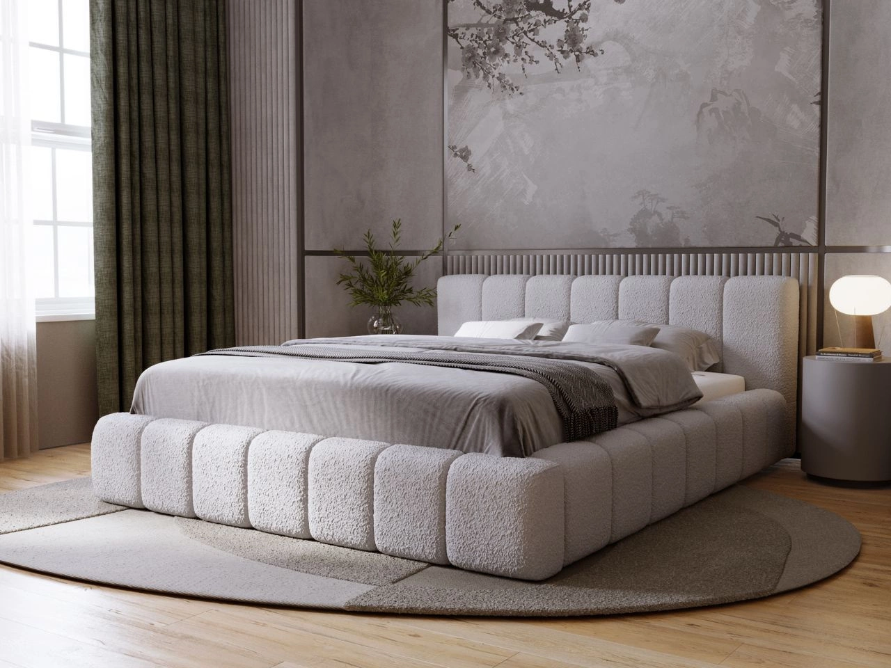 Polsterbett mit Bettkasten und Lattenrost 140x200 Orio Grau