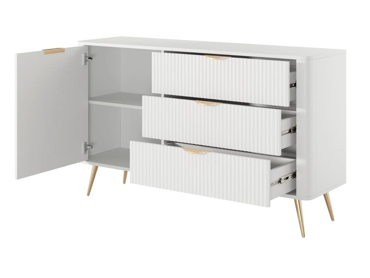 Kommode mit Türe und Schubladen Latina Weiß