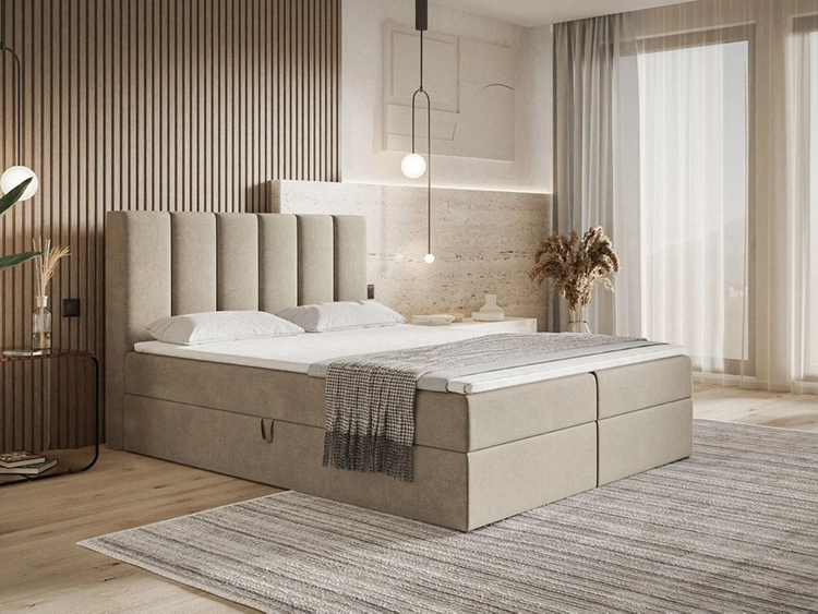 Boxspringbett mit Bettkastem 140x200 Cascada Beige