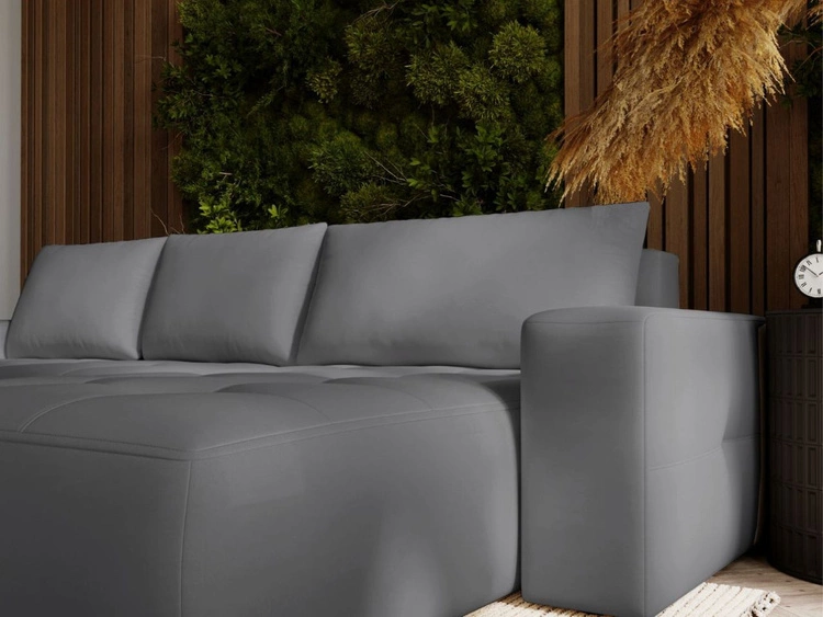 Ecksofa L-Form Rechts mit Schlaffunktion und Bettkasten Portland Grau