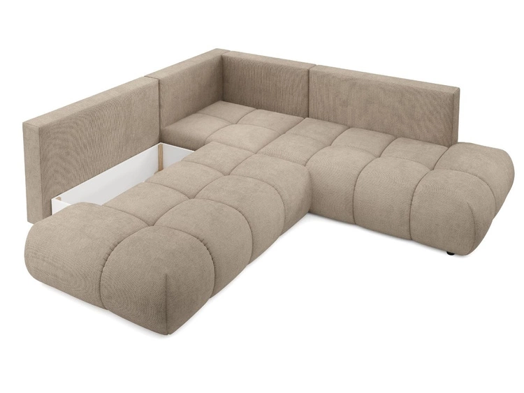 Ecksofa mit Schlaffunktion und Bettkasten Links Kair Hellbraun