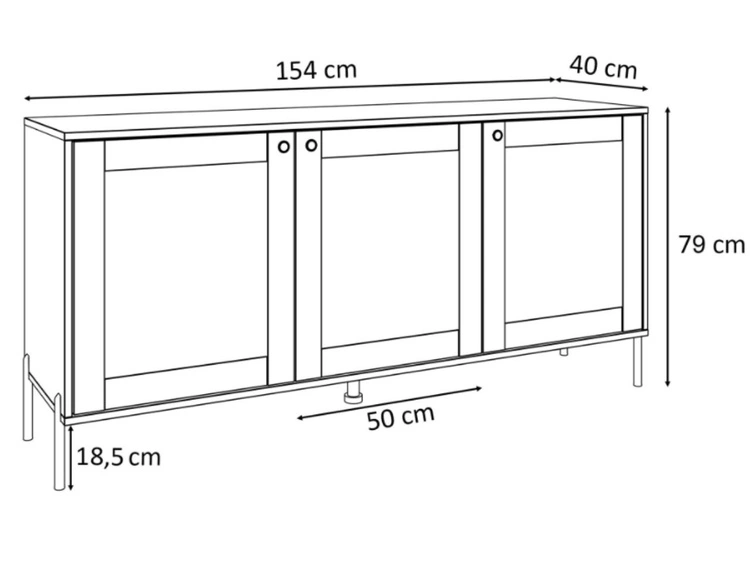 Drehtürkommode mit Flechtmuster im Boho-Stil Bellance Eiche Puccini