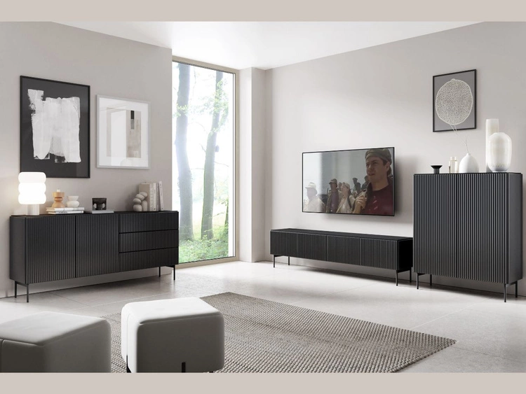 TV-Lowboard mit vier Türen Qualita Schwarz