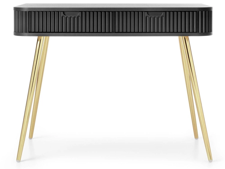 Schminktisch Viva Schwarz auf Goldenen Beinen