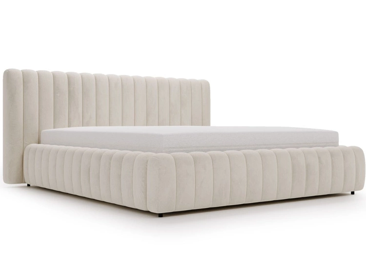 Polsterbett mit Bettkasten und Lattenrost 200x200 Bliss Beige