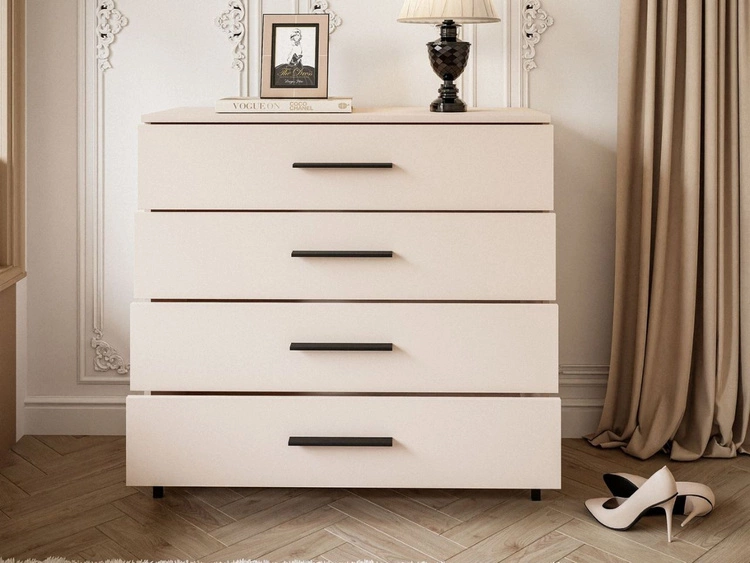 Kommode mit Schubladen und LED-Beleuchtung auf Schwarzen Metallbeinen Nuveo Kaschmir