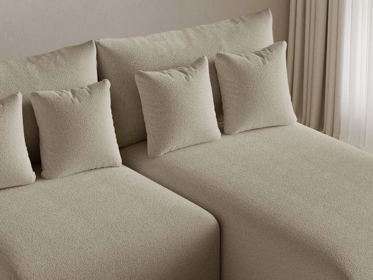 Ecksofa L-Form Rechts mit Schlaffunktion und Bettkasten Ronni Beige