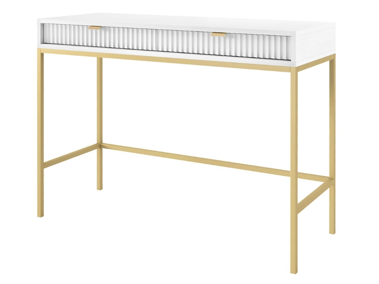 Schminktisch mit Schubladen Amber Weiß, Gold Frame