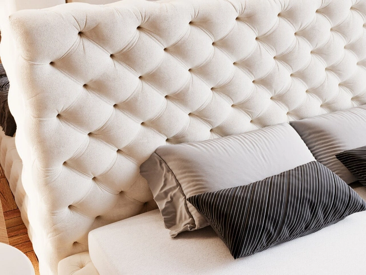 Polsterbett mit Bettkasten und Lattenrost 200x200 Astra Beige