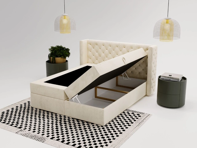 Boxspringbett mit Bettkasten 160x200 Lion Creme