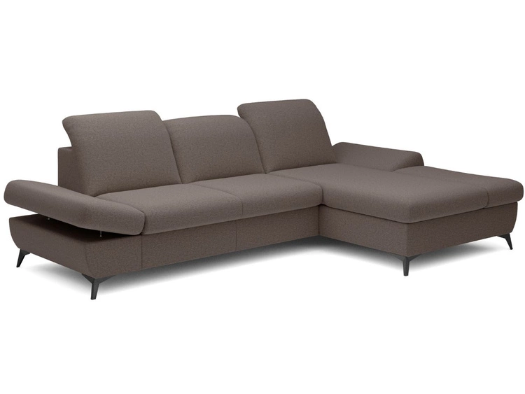 Ecksofa L-Form Rechts mit Schlaffunktion und Bettkasten Hannover Dunkelbraun