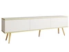 TV-Lowboard mit Türen 175 cm Diolo Weiß mit glatter Front auf goldenen Beinen