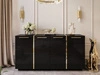 Viertürige Kommode 158 cm Glamour-Stil mit goldenen Griffen Lunelie Schwarzglanz