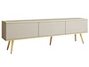 TV-Lowboard mit Türen 175 cm Diolo Beige mit geriffelter Vorderseite auf goldenen Beinen