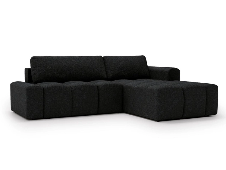 Ecksofa L-Form Rechts mit Schlaffunktion und Bettkasten Lana Schwarz