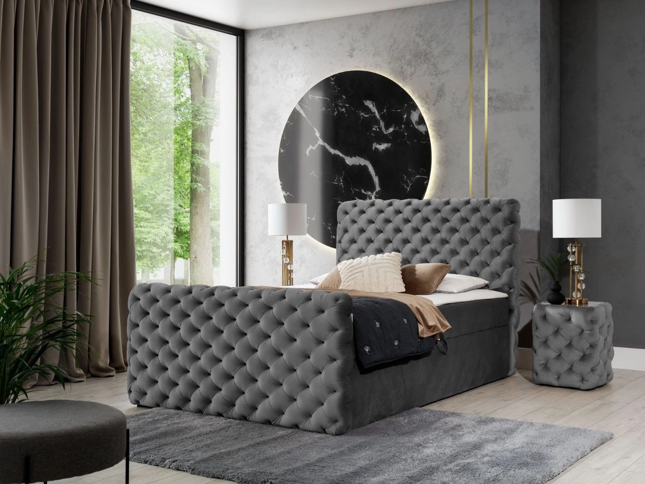 Boxspringbett mit Bettkasten 180x200 Cleo Lux Grau