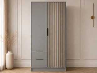 Kleiderschrank 105 cm Macron Grau, Artisan Eiche